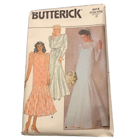 Butterick 4414 Size 8 Wedding Dress NEW Pattern Uncut - Picture 1 of 4